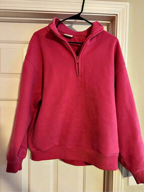 Comfort Half-Zip Hoodie in Pink Medium
